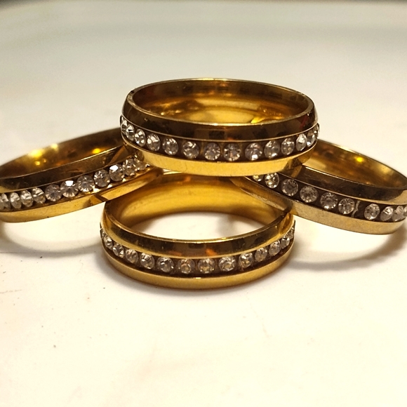 18k Solid Gold & Diamond Men's Custom Size 10 stacking rings stamped